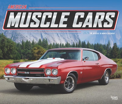 2025 BrownTrout American Muscle Cars  7 x 12 Monthly Deluxe Wall Calendar (9781975479398)