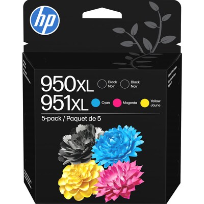 HP 950XL/951XL Black/Cyan/Magenta/Yellow High Yield Ink Cartridge, 5/Pack (F6V12FN#140)