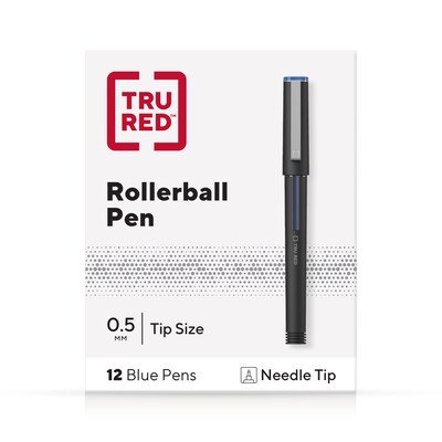 TRU RED™ Rollerball Pens, Needle Tip, Blue, Dozen/Pack (TR57325)