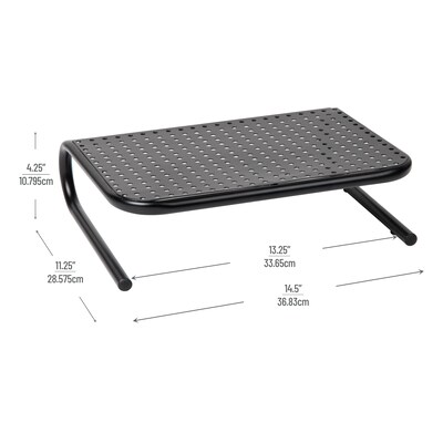 Mind Reader Ventilated Monitor Stand, Holds up to 44 lbs., Metal, Black, 2/Pack (2METMONST-BLK)