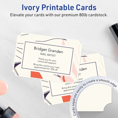 Avery Matte General Use Blank Cards, Ivory, 100/Box (95351)