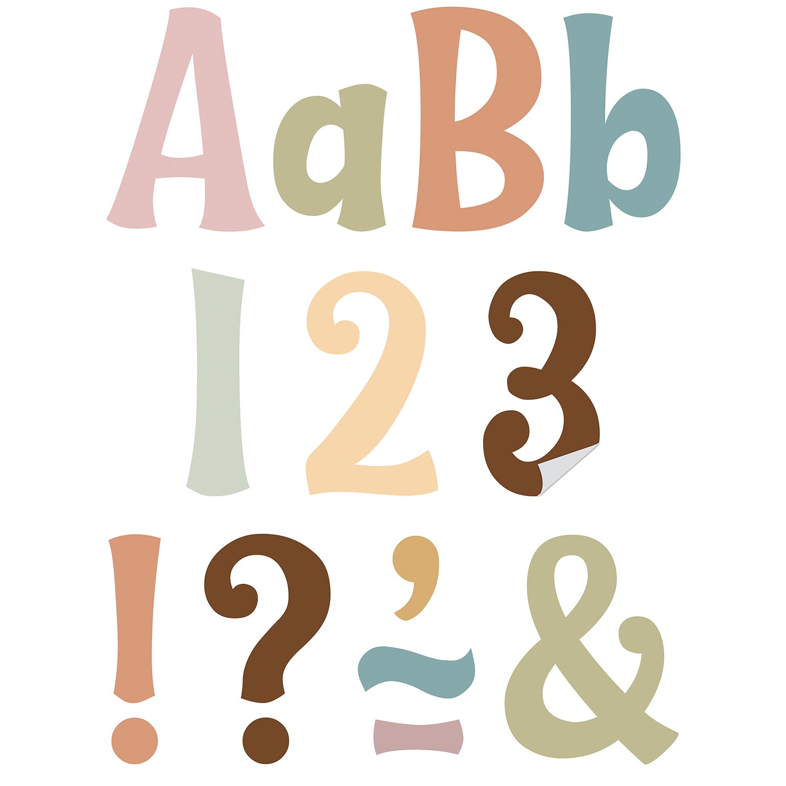 Teacher Created Resources Calming Colors Wild Whimsy  4 Self-Adhesive Letters and Numbers, Multicolored, 222/Pack (TCR9646)