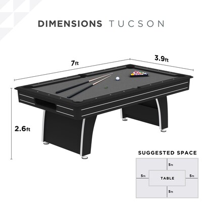 Fat Cat Tucson 7' Pool Table with Ball Return, Gray (64-0153)