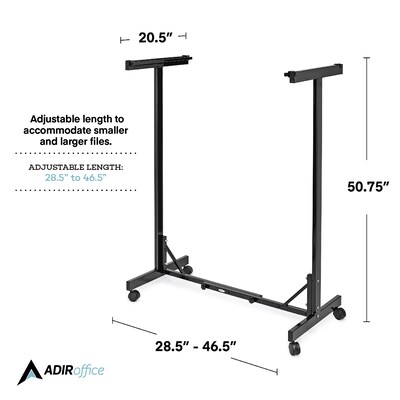 AdirOffice Expandable Blueprint Mobile Plan Center Large File Storage Hanging Rack, Black (615-BLK-KIT1)