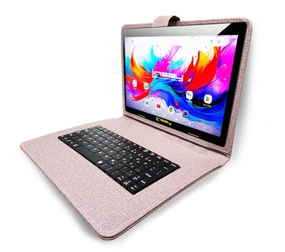 Linsay F10 Series 10.1 Tablet, Wi-Fi, Octa Core, 256GB eMMC, Android 15, with Gray Cloth Keyboard Case, Backpack, & Stylus Pen