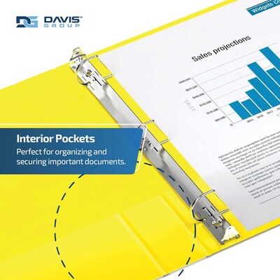 Davis Group Easyview Premium 4" Angle D Ring, Customizable, View Binder, Yellow, 4/Pack (8406-05)