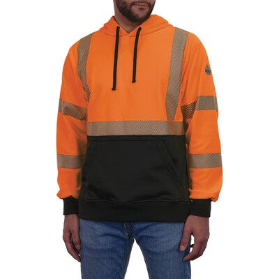 Ergodyne GloWear 8317BK High Visibility Long Sleeve Black Bottom Hooded Sweatshirt, ANSI Type R, Class 3, Orange, 3XL (22987)