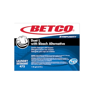 Betco Symplicity Duet L Laundry Detergent, 1 gal, Fresh Scent, 4/Carton (BET4750400)