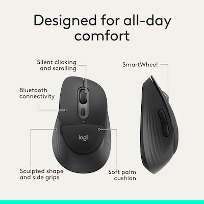 Logitech Signature Comfort Plus M850 L Wireless Ergonomic Optical Mouse, Black (910-007711)