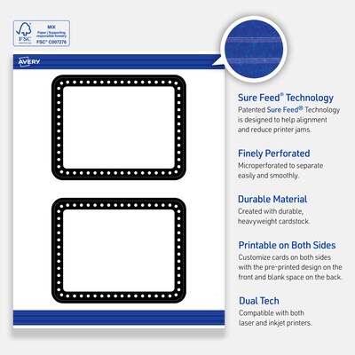 Avery Black and White Polka Dots Matte Blank Card, White, 20/Pack (S00-DKS)