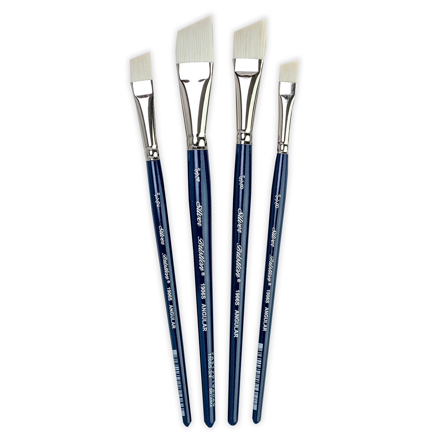 Silver Brush Bristlon Short Handle Angles Brushes, 4/Pack (SLVBR1957)