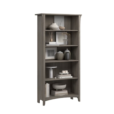 Bush Furniture Salinas 63H 5-Shelf Bookcase with 3 Adjustable Shelves, Driftwood Gray Laminated Wood (SAB132DG-03)