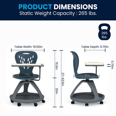 Flash Furniture Plastic Mobile Desk Chair, Dark Gray (YUYCX019DG)