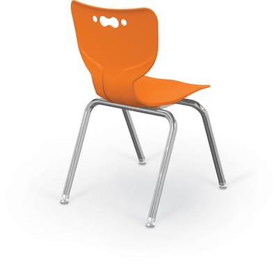 MooreCo 18 Hierarchy Student Chair with 4 Legs, Orange/Chrome Base (703673611060)