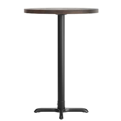 Flash Furniture Bennett 30" Round Wooden Commercial Indoor Table, Dark Brown Top/Black Base (GSFRD30DBT2222B)