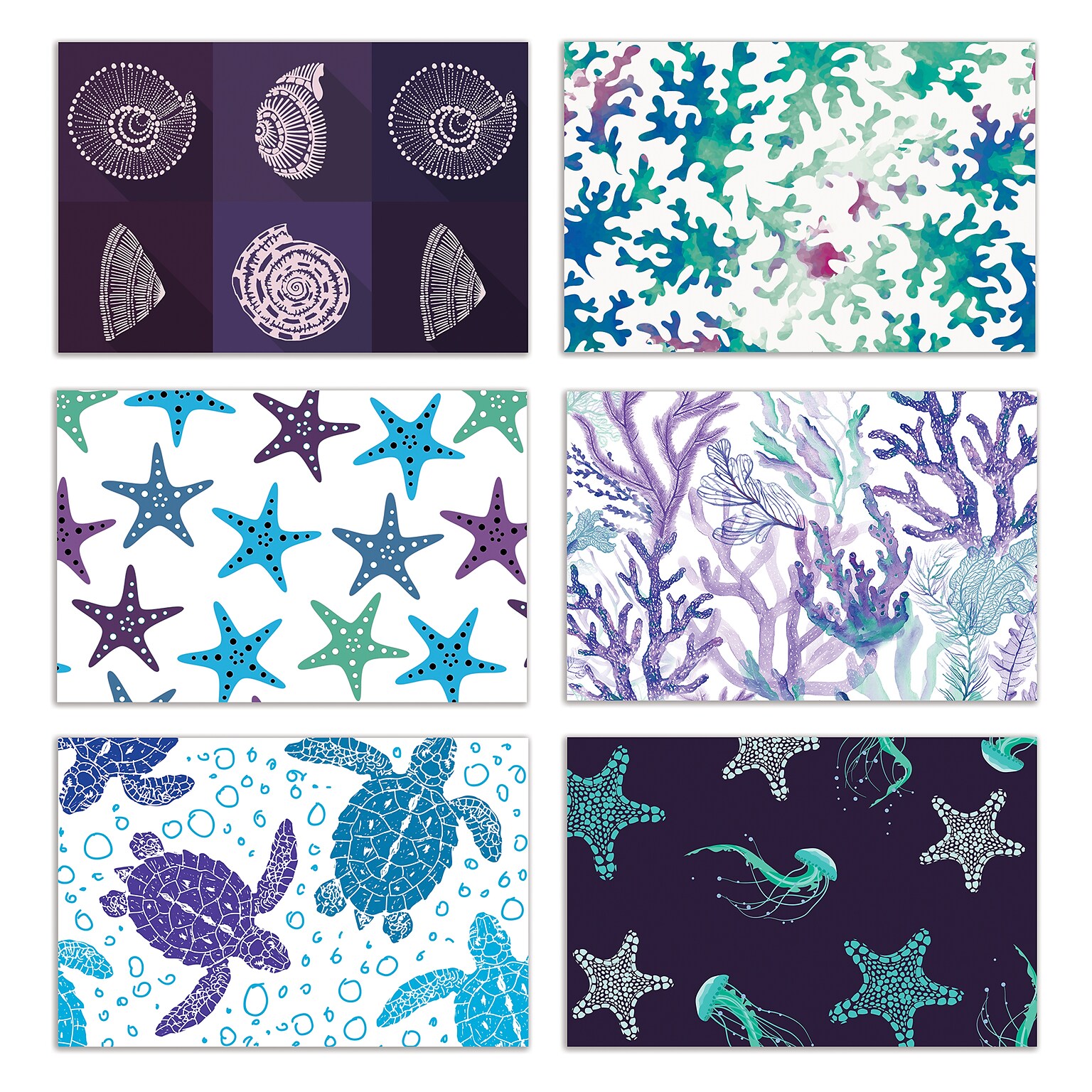 Better Office Cards with Envelopes, 4 x 6, Sea Life, 50/Pack (64559-50PK)