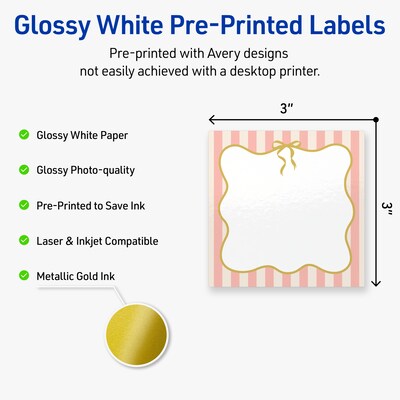 Avery Square Laser/Inkjet Multipurpose Labels, 3 x 3, White, 60/Pack (19479371119)
