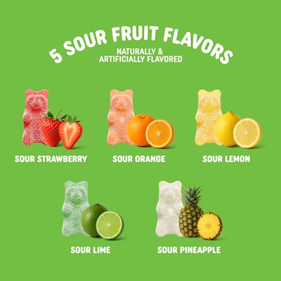 Pick Me Up Provisions™ Sour Fruits Gummy Bears, 1 oz., 30 Bags/Box (PM63516)