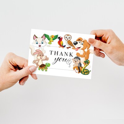Great Papers Whimisical Animal Pals General Use Thank You Notecard Kits, Multicolored, 24/Pack (2025026)
