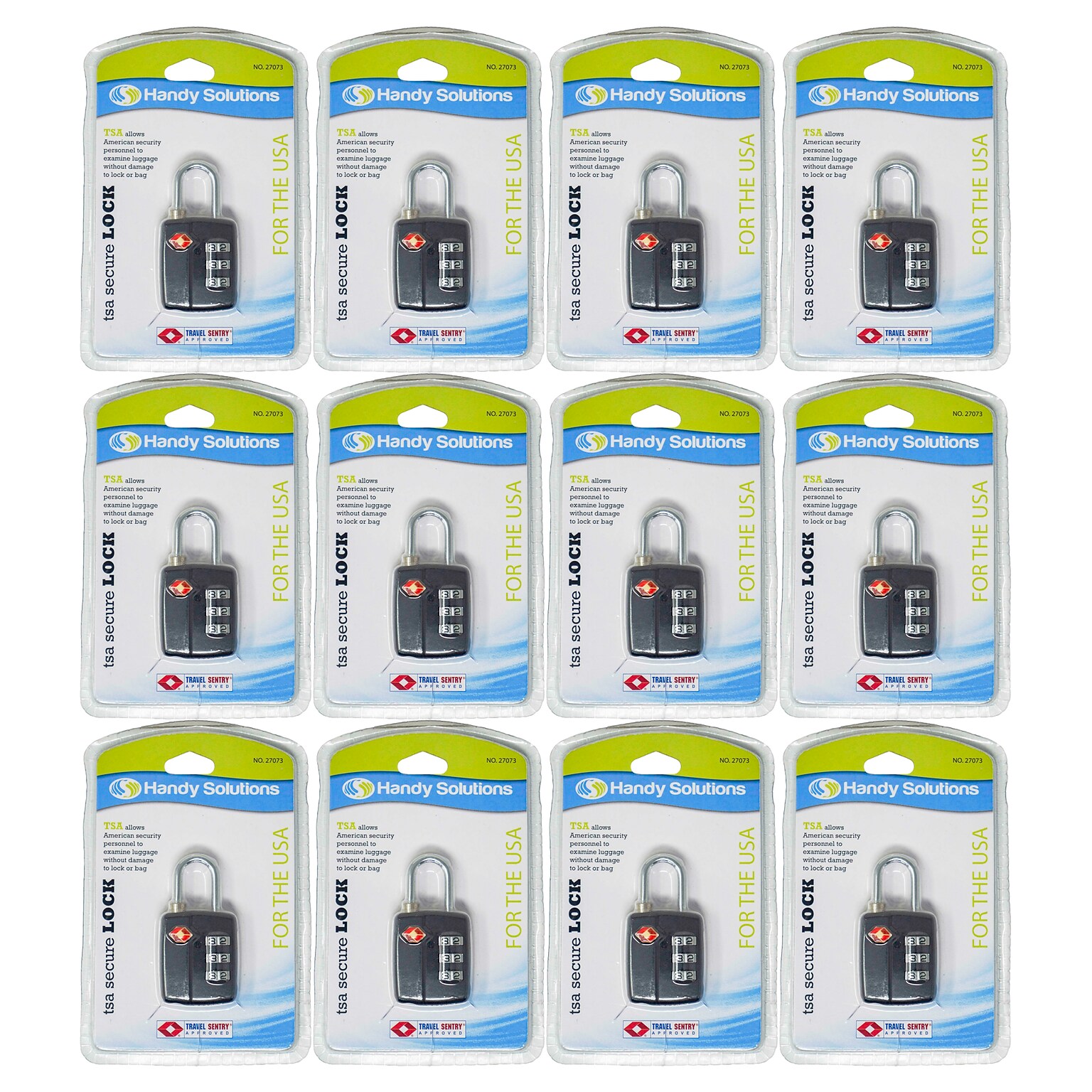 Handy Solutions TSA Approved Travel Lock, 12 Locks/Box, 6 Boxes/Carton