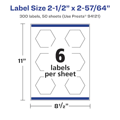 Avery Laser/Inkjet Decorative Edge Waterproof Multipurpose Labels, 2.9" x 2.5", White, 300/Box (94121)