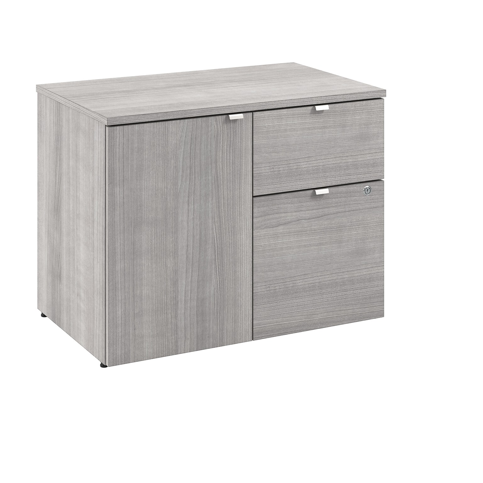 Bush Business Furniture Stratus 24H Storage Cabinet with 2 Shelves, 2 Drawers, Platinum Gray (SUS130PG)