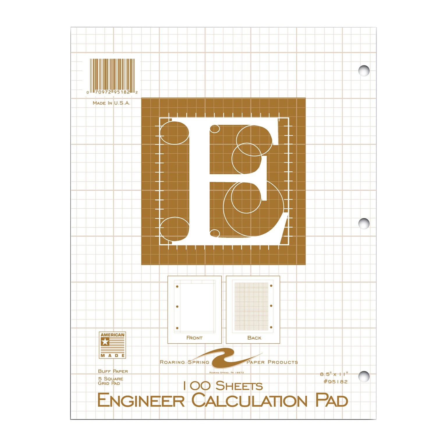 Roaring Spring Engineer Calculation 1-Subject Computation Notebooks, 8.5 x 11, Graph Ruled, 100 Sheets, Manila (95182)