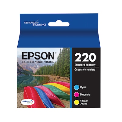 Epson T220 Cyan/Magenta/Yellow Standard Yield Ink Cartridge, 3/Pack (T220520-S)