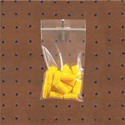 Light-Duty 2-Mil zippered Poly Bags with Hang Holes; 6Wx8L