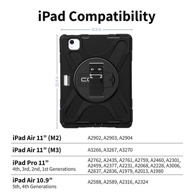 CODi Rugged Case Integrated Screen Protector for iPad Air 11 (M2/M3), Pro 11 (1-4 Gen), Air 10.9