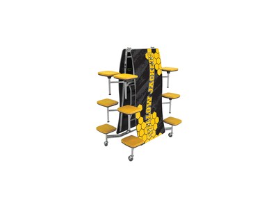 AmTab Ocean Waves Mobile Cafeteria Table w/ 12 Stools, 35" x 121", Assorted Colors (MSOWT1012)