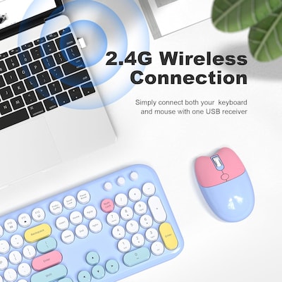 SaharaCase Wireless Ergonomic Keyboard and Laser Mouse Combo, Blue (KB11)