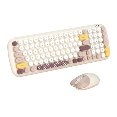 SaharaCase Wireless Ergonomic Keyboard and Laser Mouse Combo, Beige (KB16)