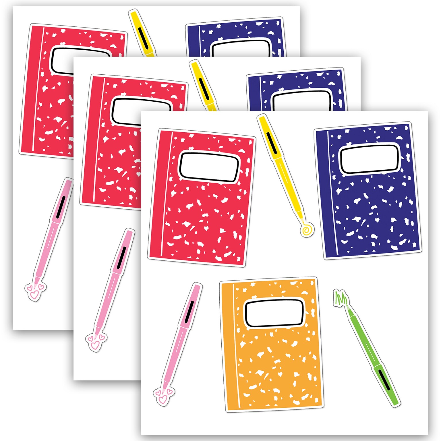 Carson Dellosa Education Notebooks and Pens Cut-Outs, 36/Pack, 3 Packs/Bundle (CD-120632-3)