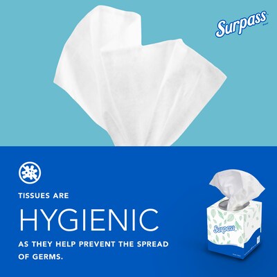 Surpass Cube Facial Tissue, 2-ply, White, 90 Sheets/Box, 36 Boxes/Carton (21320)