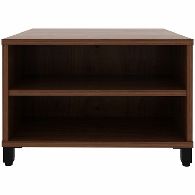 Lorell 24W x 24D Laminate Square Reception Table with Storage, Walnut (LLR69202)