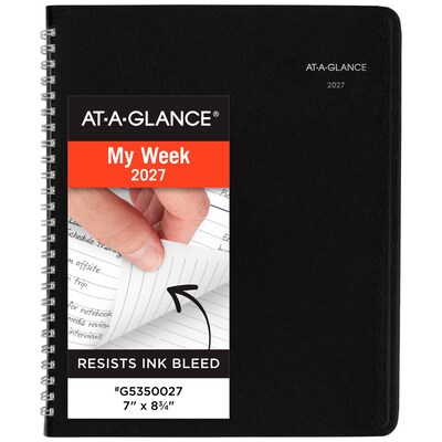 2027 AT-A-GLANCE DayMinder 7 x 8.75 Weekly Planner, Faux Leather Cover, Black (G535-00-27)