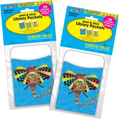 Barker Creek Bohemian Animals Library Pockets, 5.125" x 3.5", 60/Set (BC3845)