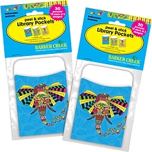 Barker Creek Bohemian Animals Peel & Stick Library Pockets, Multi-Design Set, 60/Set (BC3845)