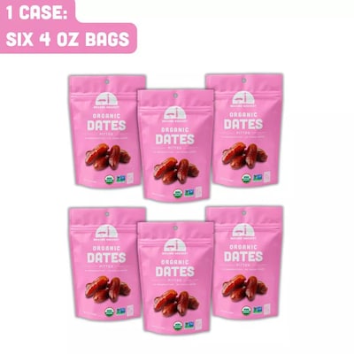Mavuno Harvest Gluten Free Organic Pitted Dates Snacks, 4 oz., 6 Bags/Pack (MAHW-DATE4OZ6PK)