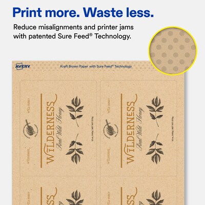 Avery Rectangle Laser/Inkjet Multipurpose Labels, Kraft Brown, 4 Labels/Sheet, 100 Sheets/Pack (19479311154)