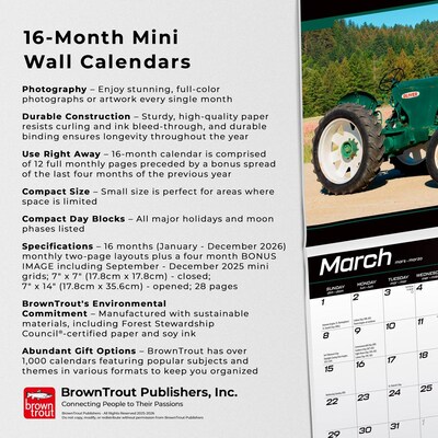 2026 BrownTrout Tractors 7" x 7" Monthly Wall Calendar (9798330705917)