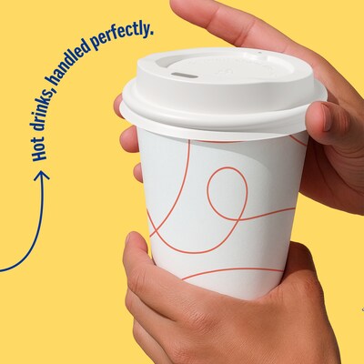 Perk™ Plastic Hot Cup Lid, 8 Oz., White, 50/Pack (PK45593)