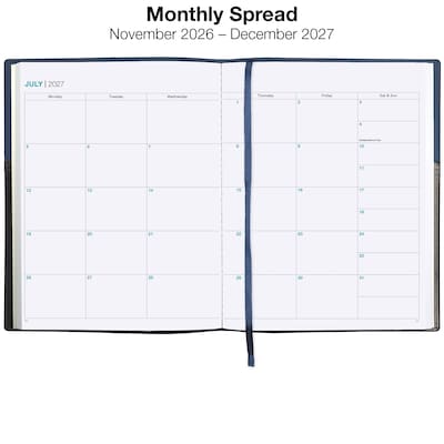 2027 Excello Brands 8" x 10" Weekly & Monthly Standard Planner, Paperboard Cover, Navy/Black (PKT-CY27-810-NV)