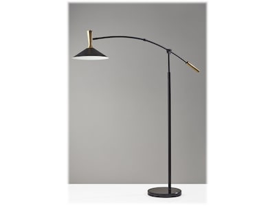 Adesso Bradley 81 Metal Black/Antique Brass Floor Lamp with Cone Shade (5185-01)