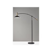 Adesso Bradley 81 Metal Black/Antique Brass Floor Lamp with Cone Shade (5185-01)