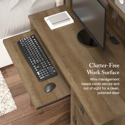 Bush Furniture Salinas 48"W Small Computer Desk with Hutch, Reclaimed Pine (MY72408-03)