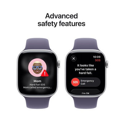 Apple Watch Series 11 GPS + Cellular Smartwatch, 46mm, Silver Aluminum Case with Purple Fog Sport Band, Small/Medium (MFCP4LW/A)