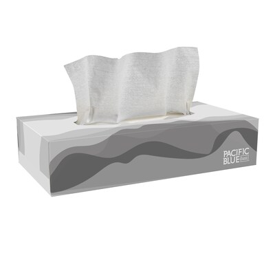 Pacific Blue Basic Facial Tissue, 2-ply, 100 Tissues/Box, 30 Boxes/Pack (47410)