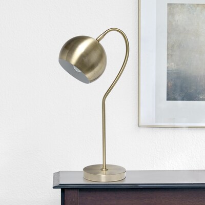 Lalia Home Mid Century Curved Table Lamp with Dome Shade, Antique Brass (LHT-5031-AB)